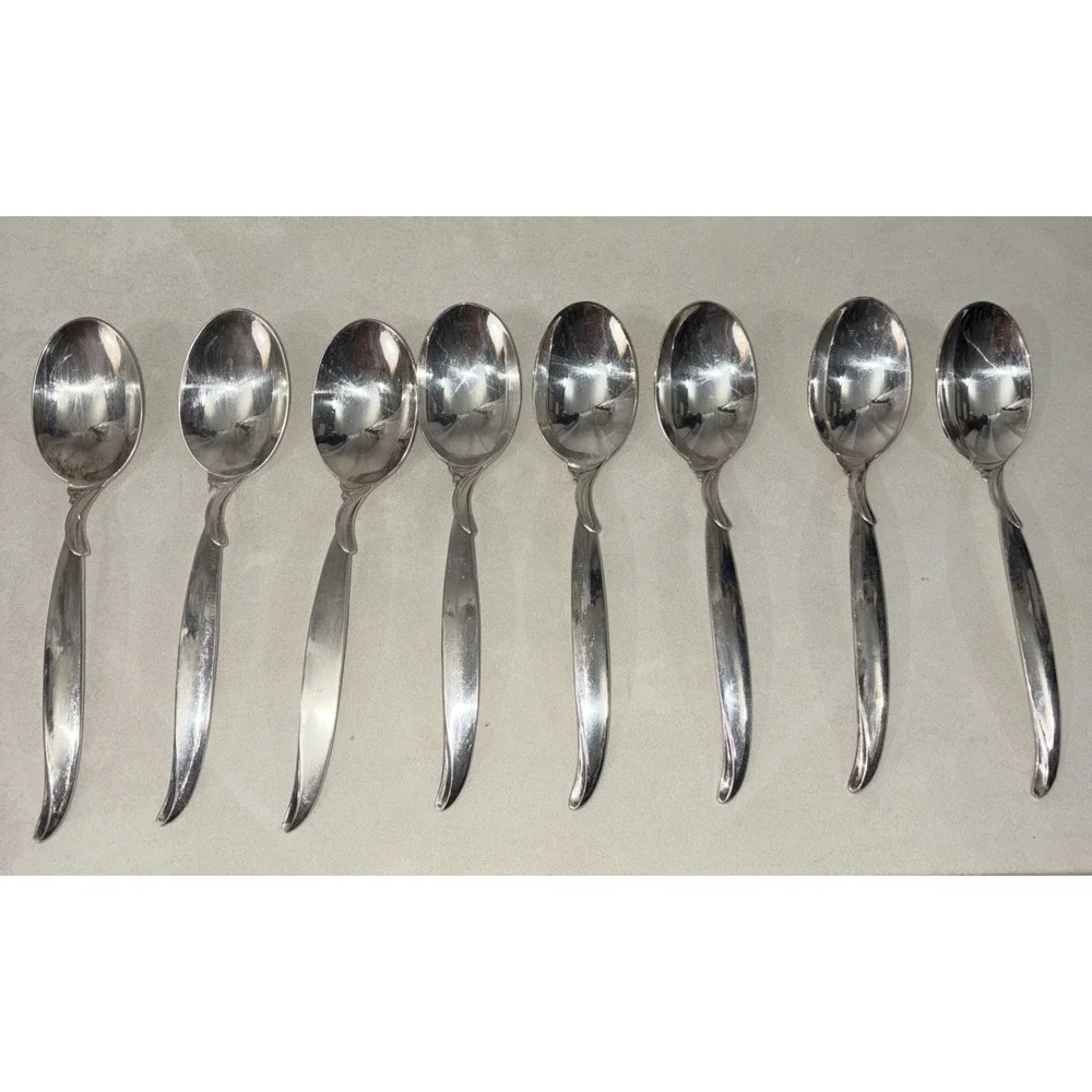 Set of 8 1847 Rogers‎ Bros Teaspoons Flair Pattern Silverplate Flatware 6 3/4 In